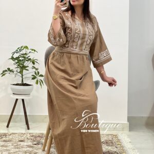 پیراهن لنین نچرال  یقه چاپی کد 1014