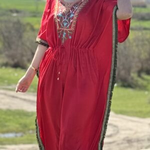 پیراهن پانچ نخی هندی وارداتی گلدوزی کد۱۱۰۱