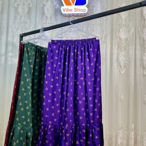 دامن نخی طرح گل فیروزه کد۱۱۰۹